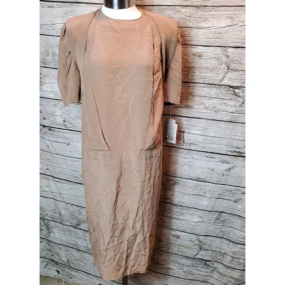 VTG Silk Studio Dress Womens Size 10 100% Silk Short Sleeve